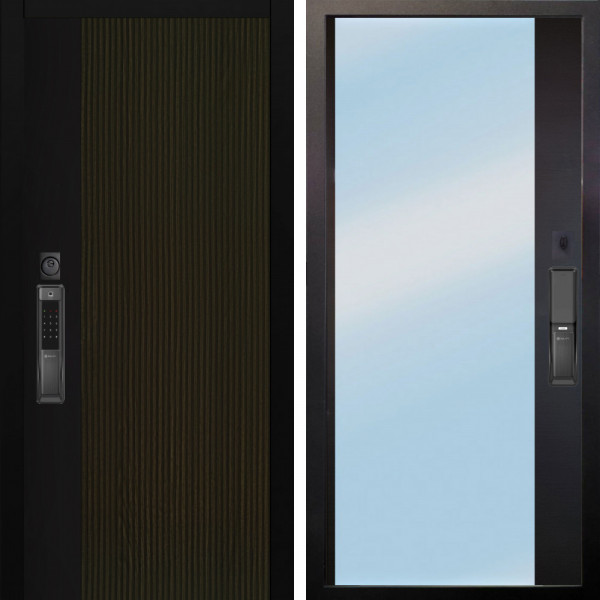 Входная дверь Аргус SMART рокси дуб рейка морение + Магнум Черный софт