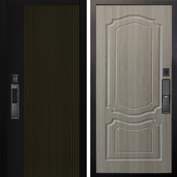 Входная дверь Аргус SMART рокси дуб рейка морение + Мишель Ларче светлый