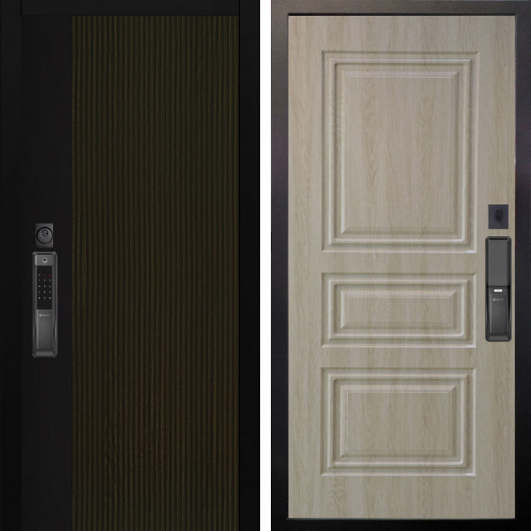 Входная дверь Аргус SMART рокси дуб рейка морение + Скиф Дуб филадельфия крем