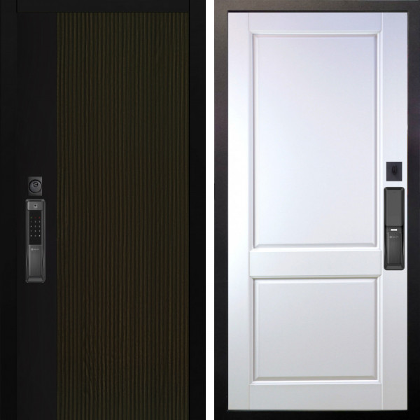 Входная дверь Аргус SMART рокси дуб рейка морение + Соренто Белая эмаль