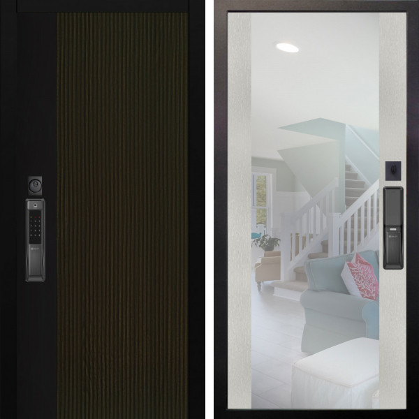 Входная дверь Аргус SMART рокси дуб рейка морение + Вояж Белое дерево