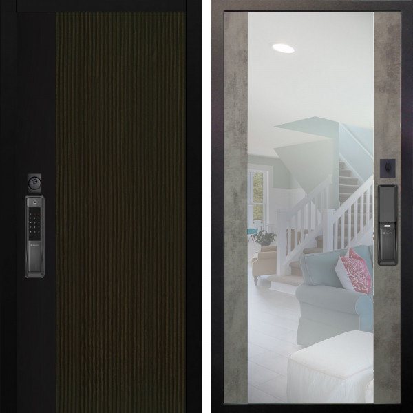 Входная дверь Аргус SMART рокси дуб рейка морение + Вояж Светлый бетон