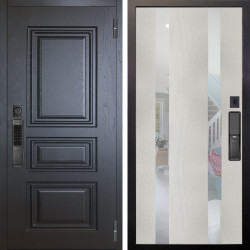 Входная дверь Аргус SMART Скиф Горький шоколад + Дуэт Белое дерево вставки Николь