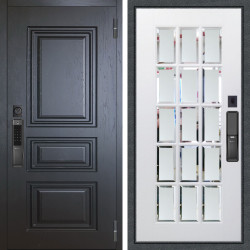 Входная дверь Аргус SMART Скиф Горький шоколад + Мэрелин Софт милк зеркало с фацетом и пескоструем