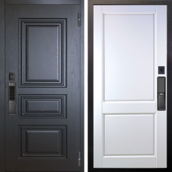 Входная дверь Аргус SMART Скиф Горький шоколад + Соренто Белая эмаль