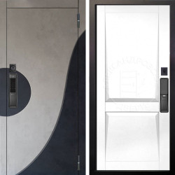 Входная дверь Аргус SMART Стен Бетон урбан милк вставка бетон урбан индиго + Ариана Белая эмаль