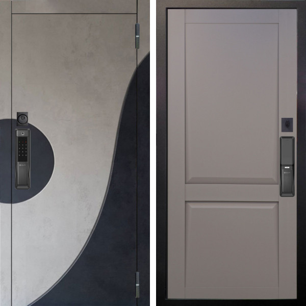 Входная дверь Аргус SMART Стен Бетон урбан милк вставка бетон урбан индиго + Ариана Серая эмаль