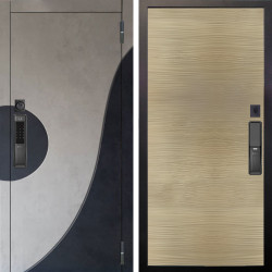 Входная дверь Аргус SMART Стен Бетон урбан милк вставка бетон урбан индиго + Элегант Дорс светлый горизонт