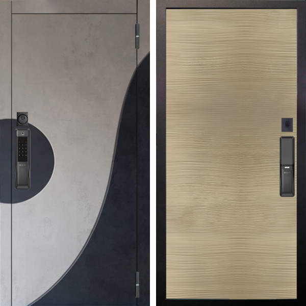 Входная дверь Аргус SMART Стен Бетон урбан милк вставка бетон урбан индиго + Элегант Дорс светлый горизонт