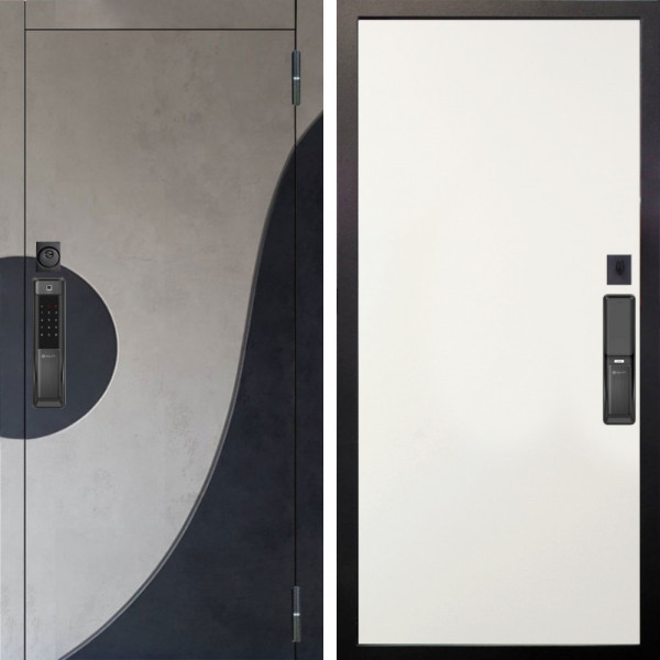 Входная дверь Аргус SMART Стен Бетон урбан милк вставка бетон урбан индиго + Элегант Софт милк