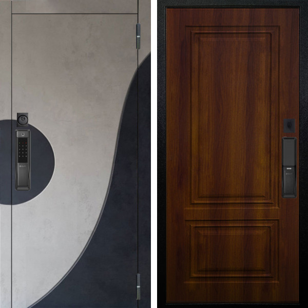 Входная дверь Аргус SMART Стен Бетон урбан милк вставка бетон урбан индиго + Элион Дуб рустикальный