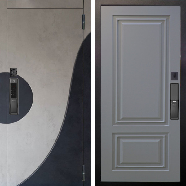 Входная дверь Аргус SMART Стен Бетон урбан милк вставка бетон урбан индиго + Элион Силк маус