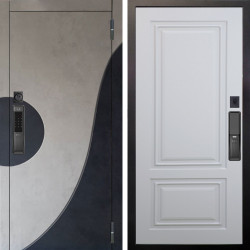 Входная дверь Аргус SMART Стен Бетон урбан милк вставка бетон урбан индиго + Элион Софт милк