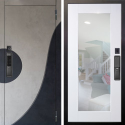 Входная дверь Аргус SMART Стен Бетон урбан милк вставка бетон урбан индиго + Милли Роял вуд белый