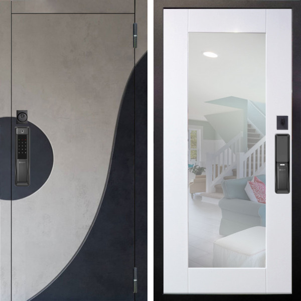 Входная дверь Аргус SMART Стен Бетон урбан милк вставка бетон урбан индиго + Милли Роял вуд белый