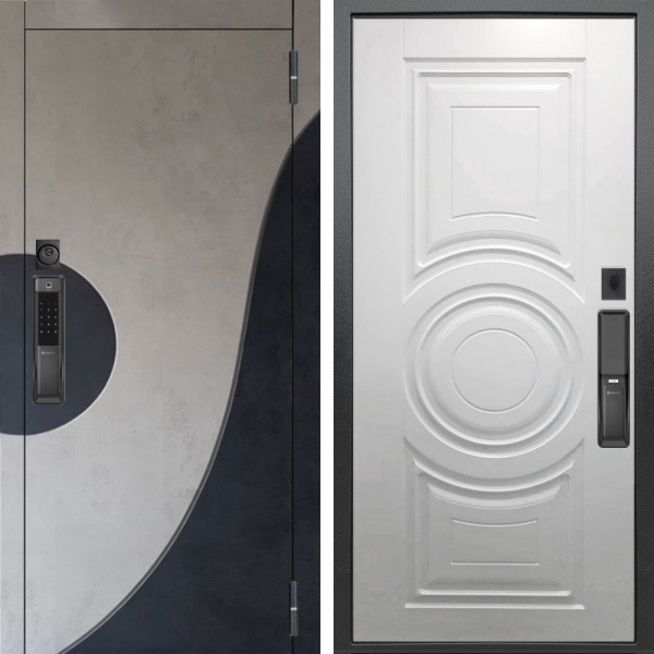 Входная дверь Аргус SMART Стен Бетон урбан милк вставка бетон урбан индиго + Могадиш Софт милк