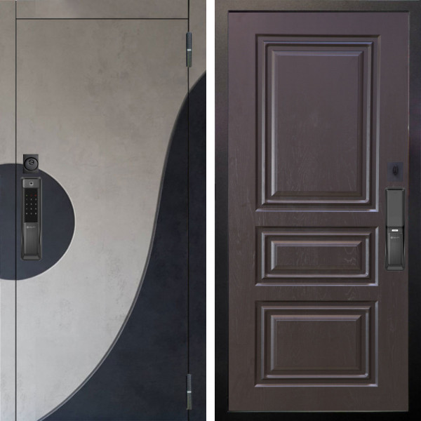 Входная дверь Аргус SMART Стен Бетон урбан милк вставка бетон урбан индиго + Скиф Горький шоколад