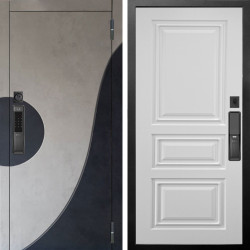 Входная дверь Аргус SMART Стен Бетон урбан милк вставка бетон урбан индиго + Скиф Софт милк