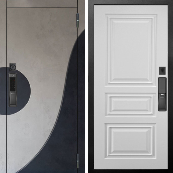 Входная дверь Аргус SMART Стен Бетон урбан милк вставка бетон урбан индиго + Скиф Софт милк