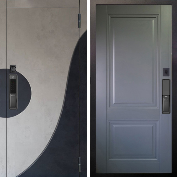 Входная дверь Аргус SMART Стен Бетон урбан милк вставка бетон урбан индиго + Соло Антрацит