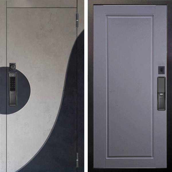 Входная дверь Аргус SMART Стен Бетон урбан милк вставка бетон урбан индиго + Тревор Силк маус