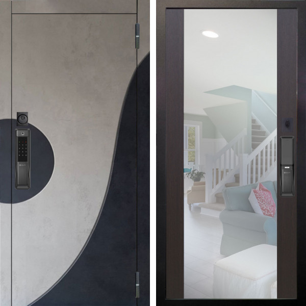 Входная дверь Аргус SMART Стен Бетон урбан милк вставка бетон урбан индиго + Вояж Венге