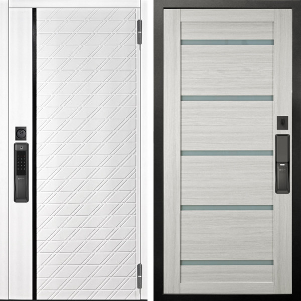 Входная дверь Аргус SMART Тори Софт милк + Александра Белая лиственница