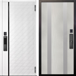 Входная дверь Аргус SMART Тори Софт милк + Дуэт Белое дерево вставки Изабель