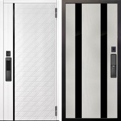 Входная дверь Аргус SMART Тори Софт милк + Дуэт Белое дерево вставки Кензо