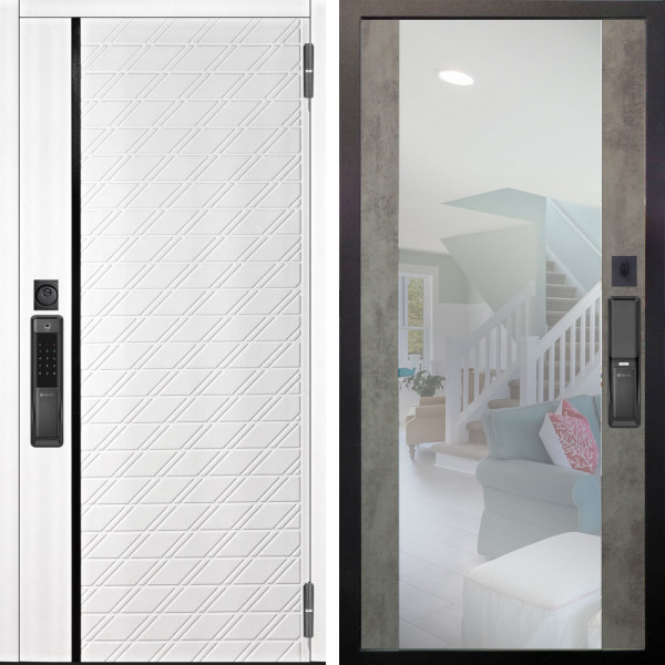 Входная дверь Аргус SMART Тори Софт милк + Вояж Светлый бетон