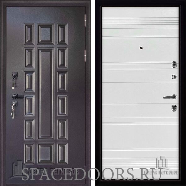 Дверь входная Двери Регионов Панцирь с терморазрывом Style s11 Эко декор эмаль белая