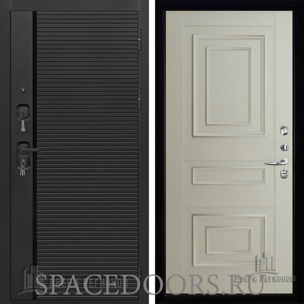 Дверь входная Двери Регионов Президент стайл черная шагрень Florence 62001 Серена светло-серый