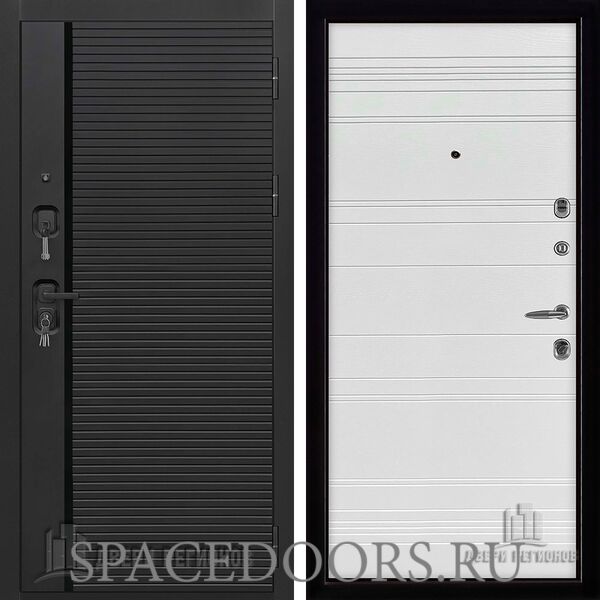 Дверь входная Двери Регионов Президент стайл черная шагрень Style s11 Эко декор эмаль белая