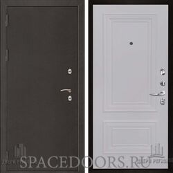 Входная дверь Двери Регионов Термо 3 Антик Темное Серебро Престиж 1/2 серый шелк