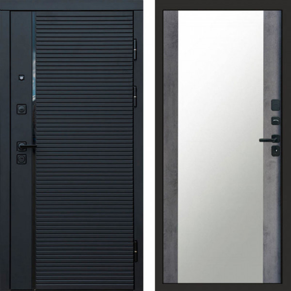 Входная дверь Termo-Door Black Line - Зеркало бетон темный