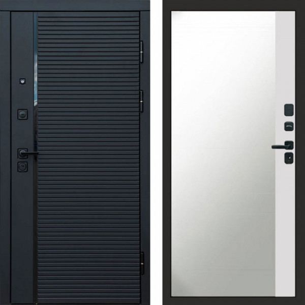 Входная дверь Termo-Door Black Line - Зеркало Фацет Белый софт