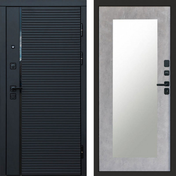 Входная дверь Termo-Door Black Line - Зеркало Триумф бетон светлый