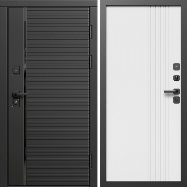 Входная дверь Termo-Door Блэк Лайн - Страйп Белый Софт