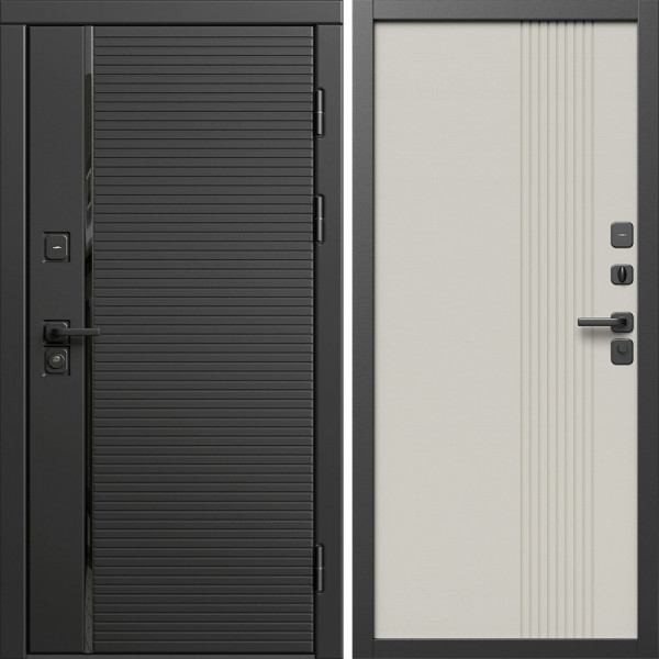 Входная дверь Termo-Door Блэк Лайн - Страйп Слоновая Кость