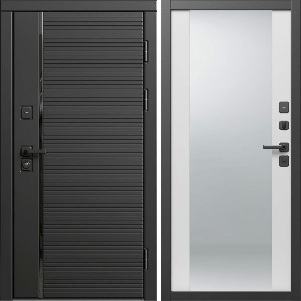 Входная дверь Termo-Door Блэк Лайн - Зеркало белый софт