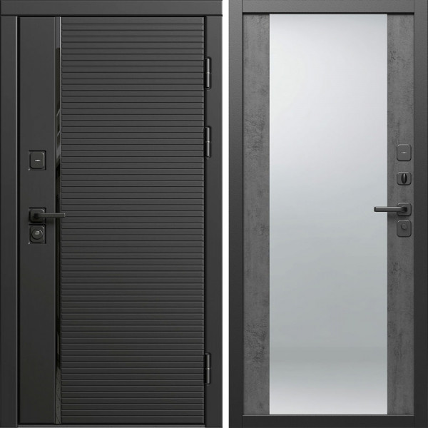 Входная дверь Termo-Door Блэк Лайн - Зеркало бетон темный