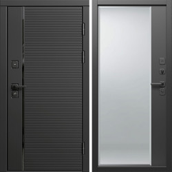 Входная дверь Termo-Door Блэк Лайн - Зеркало Фацет Черный кварц+тонировка серая