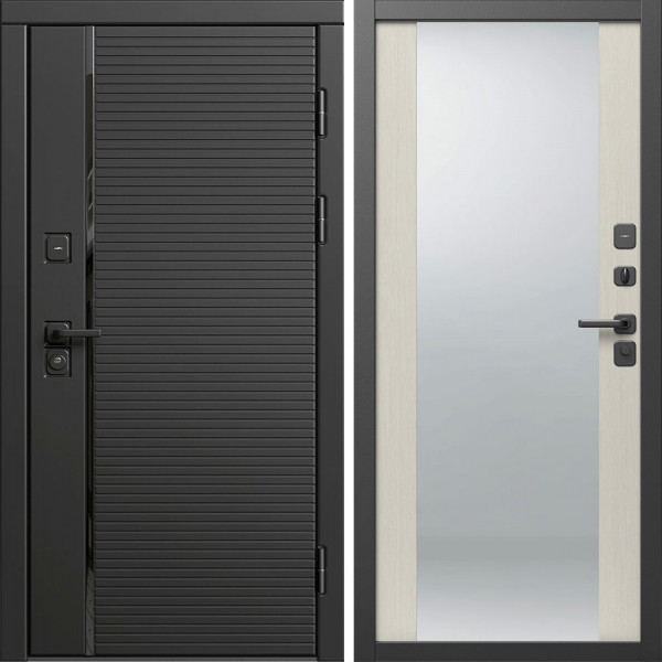 Входная дверь Termo-Door Блэк Лайн - Зеркало лиственница