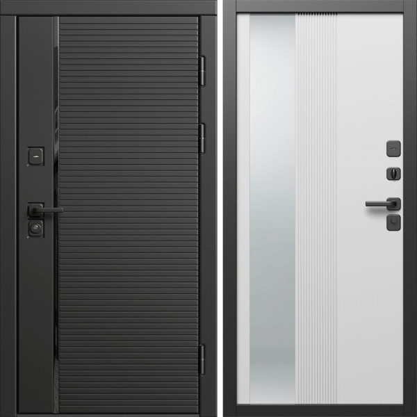 Входная дверь Termo-Door Блэк Лайн - Зеркало Люмис Белый Софт