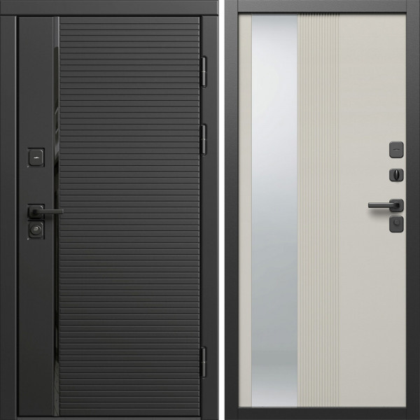 Входная дверь Termo-Door Блэк Лайн - Зеркало Люмис Соновая Кость