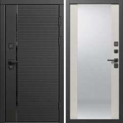 Входная дверь Termo-Door Блэк Лайн - Зеркало Слоновая кость