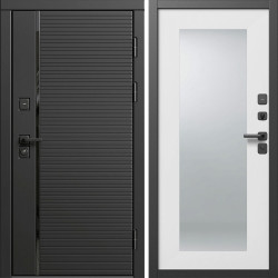 Входная дверь Termo-Door Блэк Лайн - Зеркало Триумф Белый софт