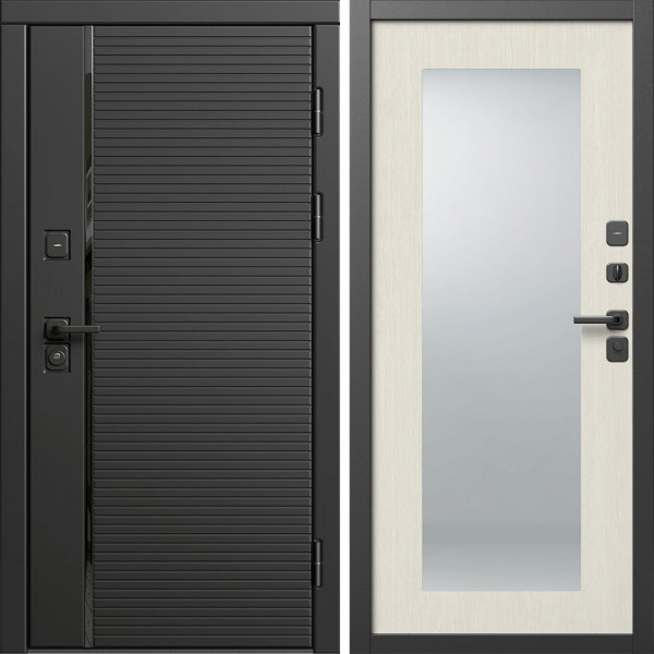 Входная дверь Termo-Door Блэк Лайн - Зеркало Триумф лиственница
