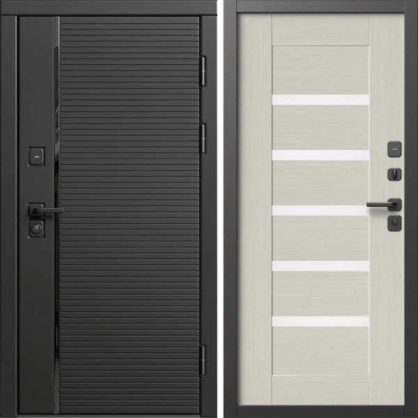 Входная дверь Termo-Door Блэк Лайн - Зеркало Триумф Царга лиственница 4500 / 5500