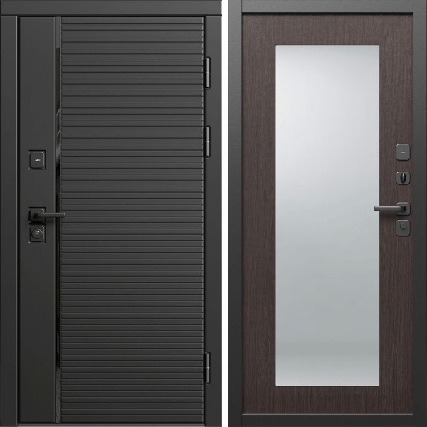 Входная дверь Termo-Door Блэк Лайн - Зеркало Триумф венге